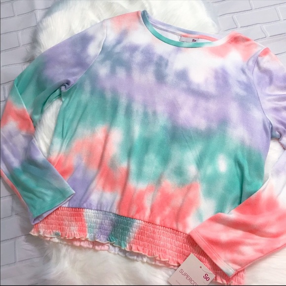 SO Tops - Super Cozy & Soft Pastel Tie Dye L/S Tee Size XL